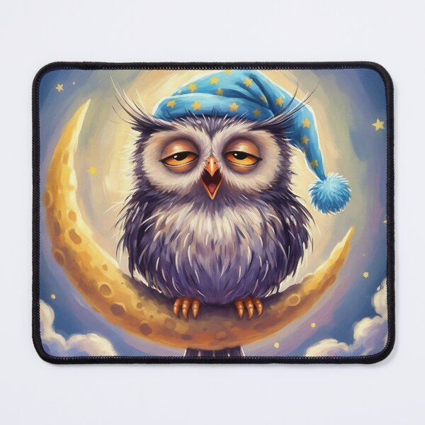 Item preview, Sleepy Cute Owl on Moon – Adorable Bedtime Nursery Art Illustration designed and sold by Pixel Pout.