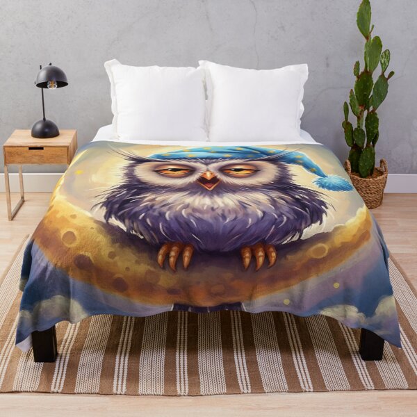 Item preview, Sleepy Cute Owl on Moon – Adorable Bedtime Nursery Art Illustration designed and sold by Pixel Pout.