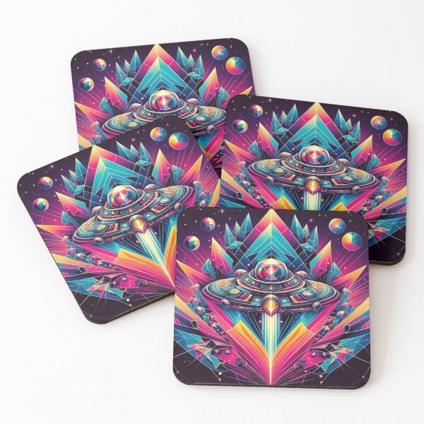 Item preview, Colorful geometric decorative mystic fantastic spaceship  designed and sold by Dogandesighn.