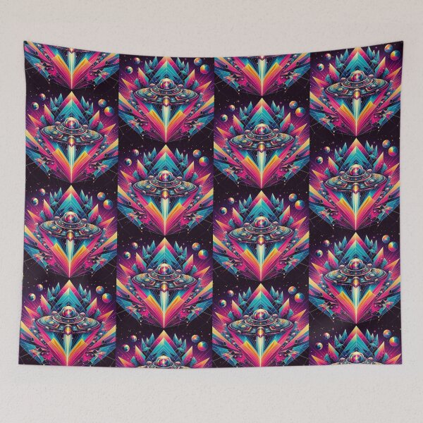 Item preview, Colorful geometric decorative mystic fantastic spaceship  designed and sold by Dogandesighn.
