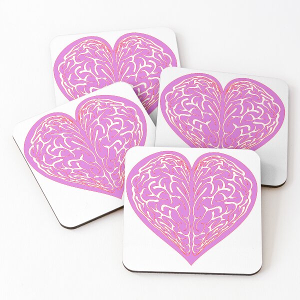 Item preview, Pink Brain Heart Illustration - Minimalist Anatomical Vector Art designed and sold by Keltoi-art.