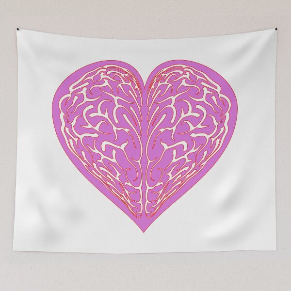 Item preview, Pink Brain Heart Illustration - Minimalist Anatomical Vector Art designed and sold by Keltoi-art.