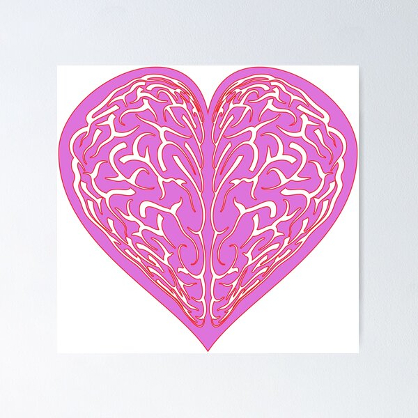 Item preview, Pink Brain Heart Illustration - Minimalist Anatomical Vector Art designed and sold by Keltoi-art.