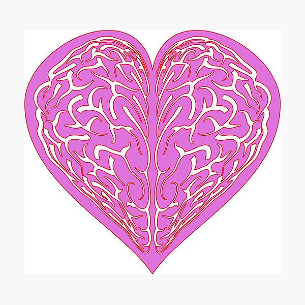 Item preview, Pink Brain Heart Illustration - Minimalist Anatomical Vector Art designed and sold by Keltoi-art.