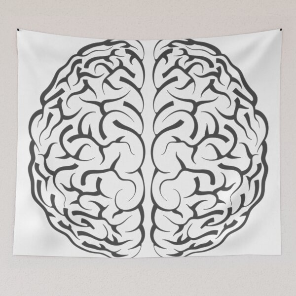 Item preview, Human Brain Vector Illustration - Minimalist Anatomy Black and White designed and sold by Keltoi-art.