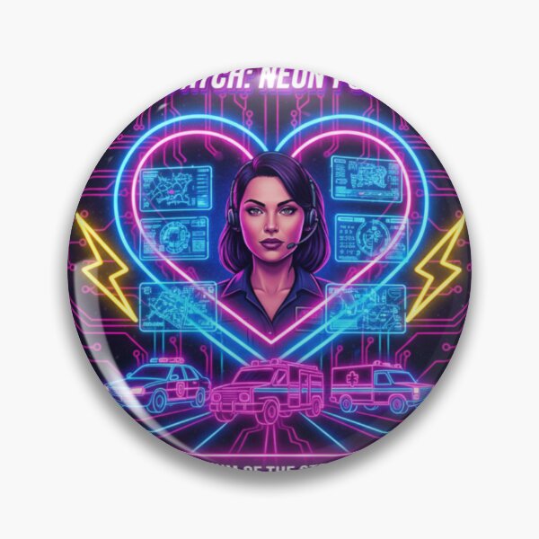 Item preview, Neon Pulse Dispatcher – Futuristic Emergency Dispatch Cyberpunk Art designed and sold by Raju2018.
