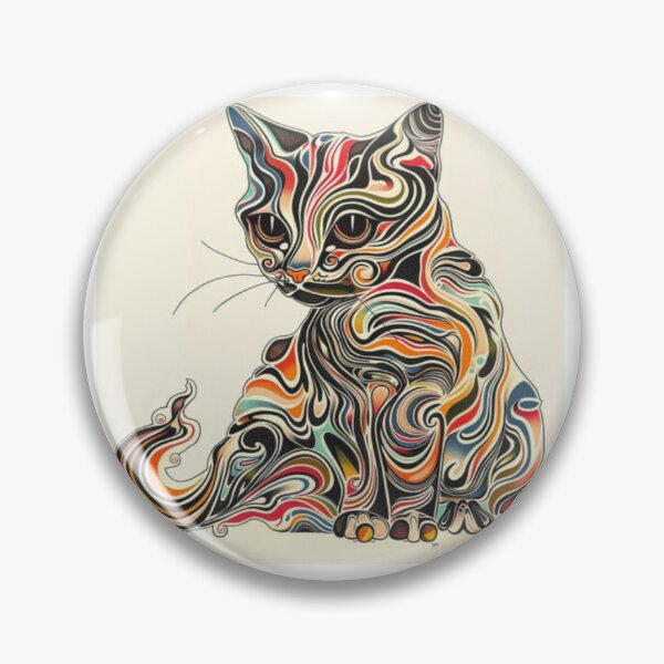Item preview, Drawing of Colorful Abstract Whimsical Cat Art  designed and sold by NivyasArtistry.