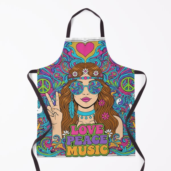 Item preview, Psychedelic Hippie Girl Poster – Love Peace Music 70s Retro Art designed and sold by Pixel Pout.