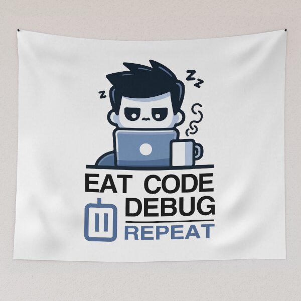 Item preview, Eat Code Debug Repeat – Funny Programmer Cartoon Coding Life Design designed and sold by Design-Pro-21.