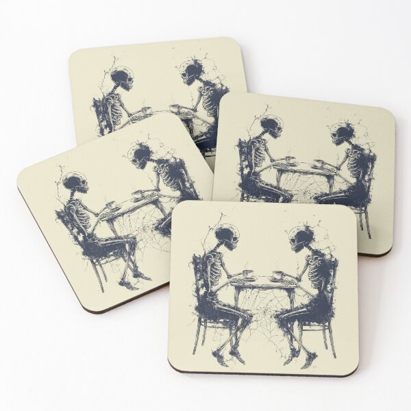 Item preview, Vintage Gothic Skeletons Drinking Tea Together designed and sold by Shoot-The-Moon.