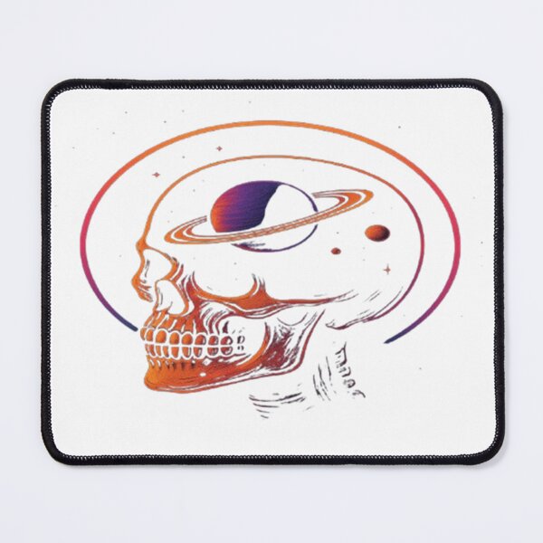 Item preview, Cosmic Skull Art 2 – Neon Space Illustration with Saturn and Retro Glow designed and sold by FernandsOficial.