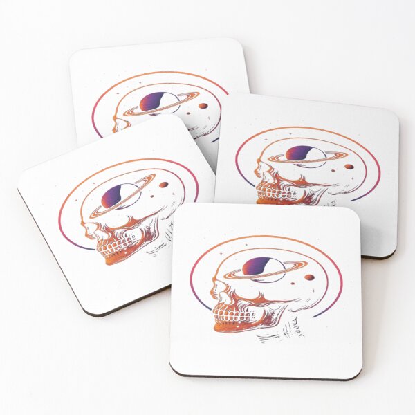 Item preview, Cosmic Skull Art  2 – Neon Space Illustration with Saturn and Retro Glow designed and sold by FernandsOficial.