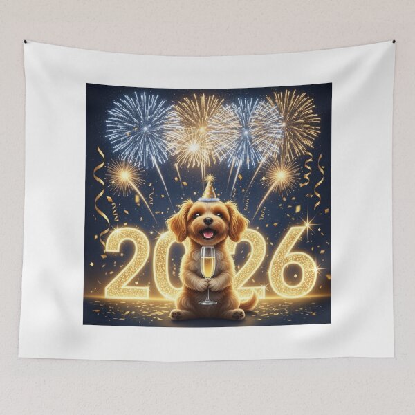 Item preview, Perrito brindando por el 2026 designed and sold by PetJoyPrintsCO.
