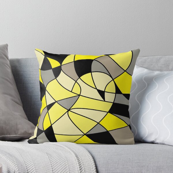 Item preview, Modern Heart Pattern in Yellow and Grey on Black Background - Dynamic Abstract designed and sold by ABG Inspirational Art.