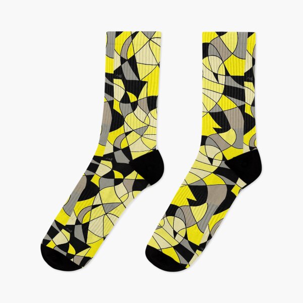 Item preview, Modern Heart Pattern in Yellow and Grey on Black Background - Dynamic Abstract designed and sold by ABG Inspirational Art.