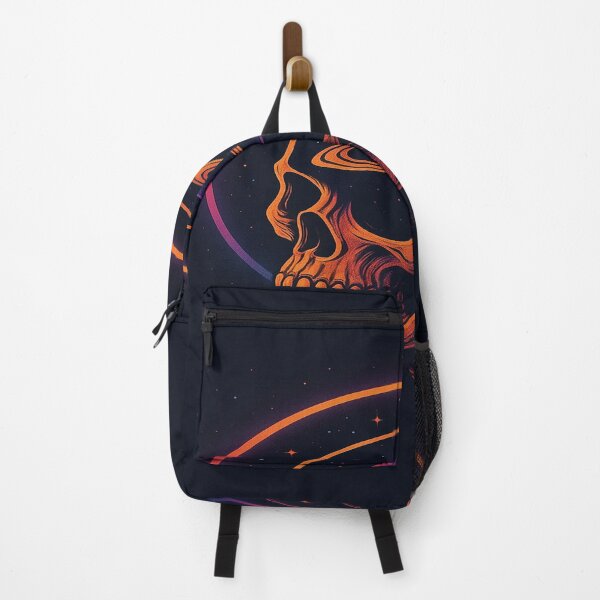 Item preview, Cosmic Skull Art – Neon Space Illustration with Saturn and Retro Glow designed and sold by FernandsOficial.