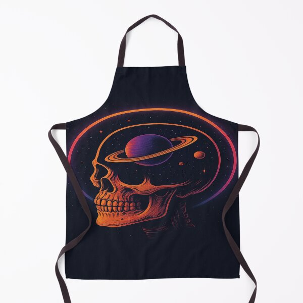 Item preview, Cosmic Skull Art – Neon Space Illustration with Saturn and Retro Glow designed and sold by FernandsOficial.