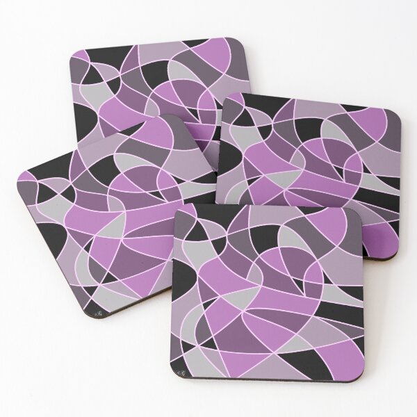Item preview, Modern Heart Pattern in Pink and Purple on Black Background - Dynamic Abstract designed and sold by ABG Inspirational Art.