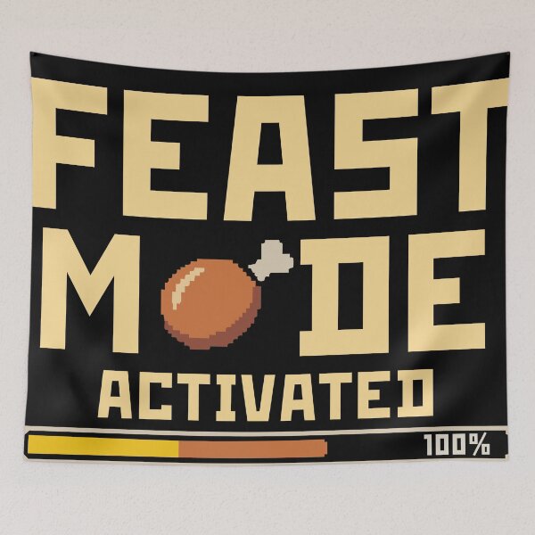 Item preview, Feast Mode Activated – Pixel Turkey Gamer Thanksgiving designed and sold by Lora Art.