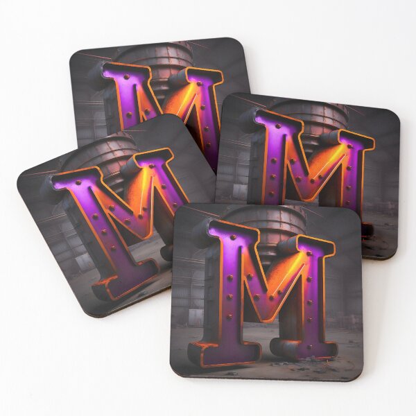 Item preview, A LETTER M IN IRON AND PURPLE LIGHT designed and sold by infinitearte.