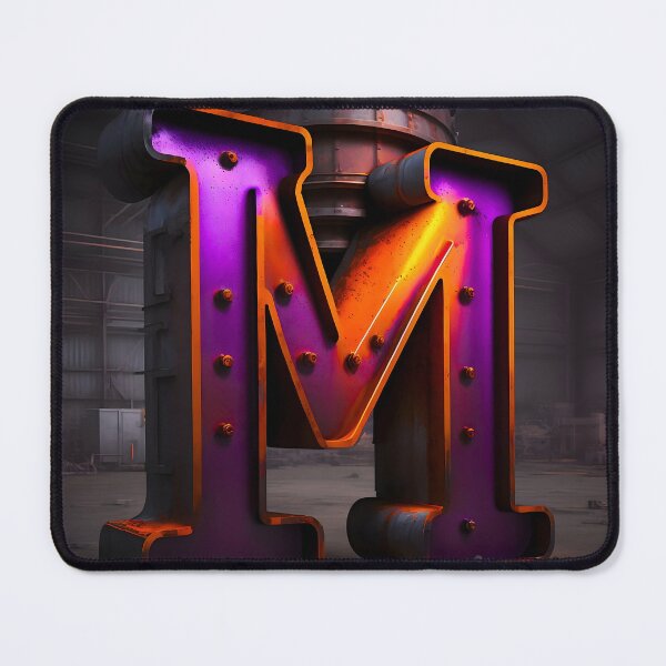 Item preview, A LETTER M IN IRON AND PURPLE LIGHT designed and sold by infinitearte.