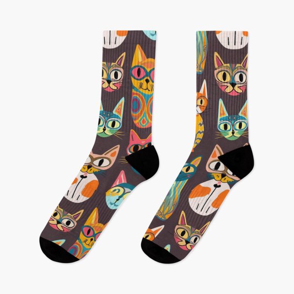 Item preview, typography, film, painting, seamless boho pattern with images of cats in all shapes and sizes, film, painting, product, typography illustration, designed and sold by gulka8.