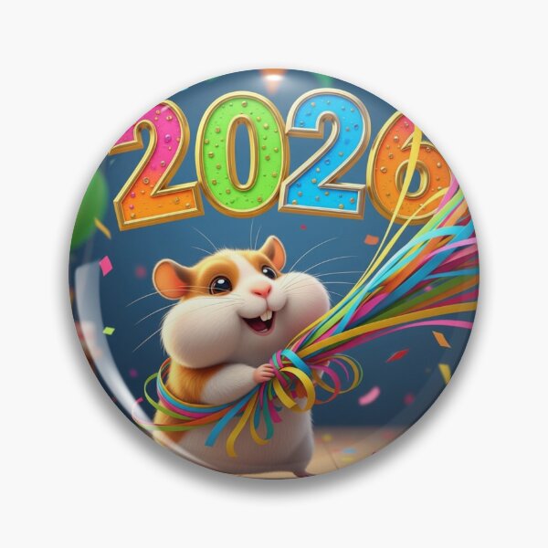 Item preview, Hamster Celebrating with 2026 Streamers designed and sold by PetJoyPrintsCO.
