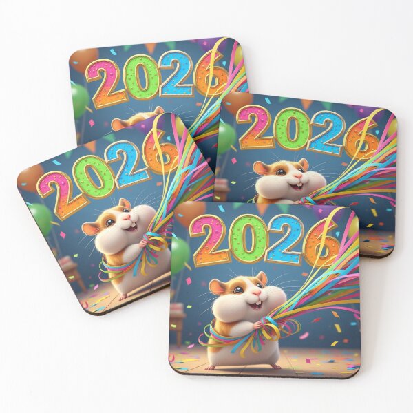 Item preview, Hamster Celebrating with 2026 Streamers designed and sold by PetJoyPrintsCO.