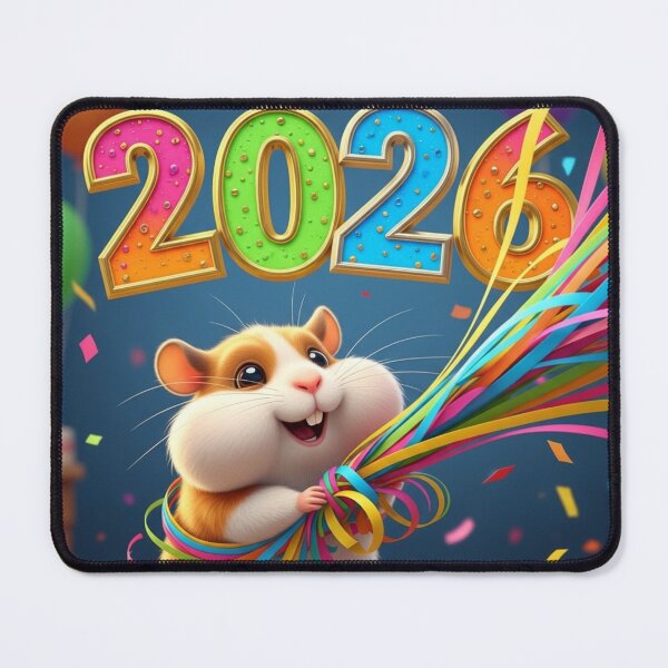 Item preview, Hamster Celebrating with 2026 Streamers designed and sold by PetJoyPrintsCO.