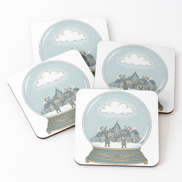 Item preview, Every Cloud Has a Silver Lining Snow Globe – Inspirational Vintage Holiday Village Illustration designed and sold by CulturalCurios.