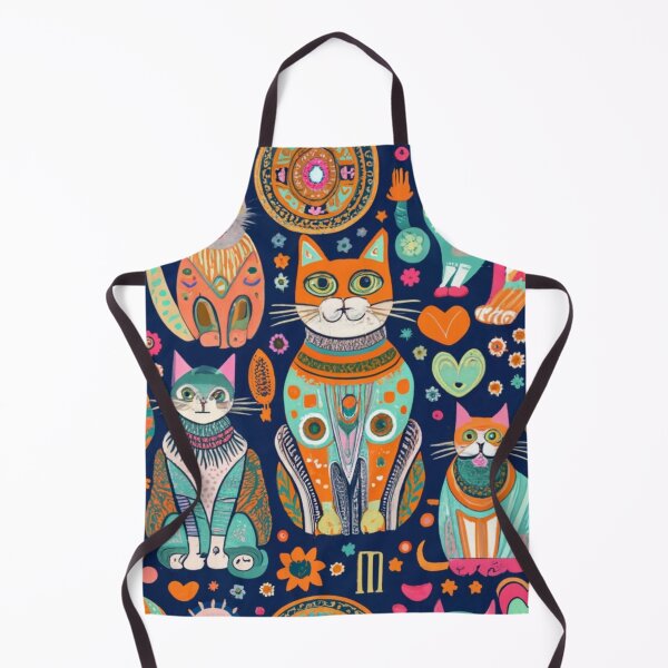 Item preview, typography, film, painting, seamless boho pattern with images of cats in all shapes and sizes, film, painting, product, typography illustration, designed and sold by gulka8.