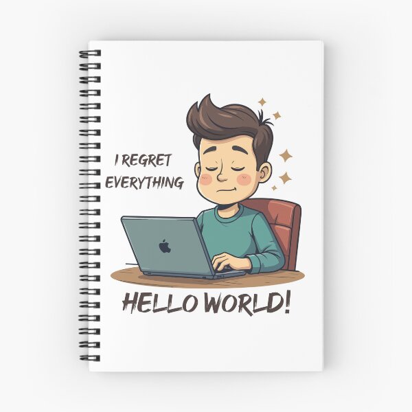 Item preview, I Regret Everything Hello World Programmer T-Shirt – Funny Coding Cartoon Tee for Developers designed and sold by Design-Pro-21.