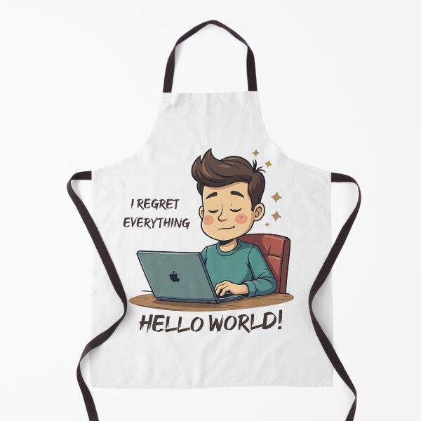 Item preview, I Regret Everything Hello World Programmer T-Shirt – Funny Coding Cartoon Tee for Developers designed and sold by Design-Pro-21.
