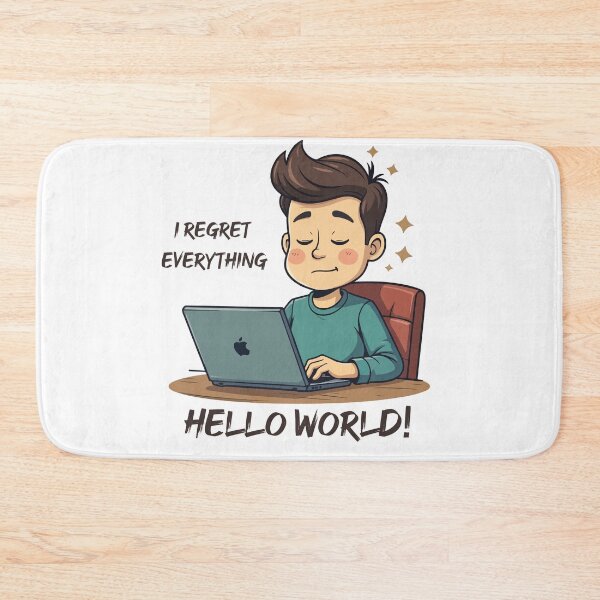 Item preview, I Regret Everything Hello World Programmer T-Shirt – Funny Coding Cartoon Tee for Developers designed and sold by Design-Pro-21.