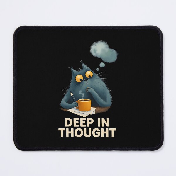 Item preview, Deep In Thought, Thinking Cat With Coffee designed and sold by Bliss Find And Design.