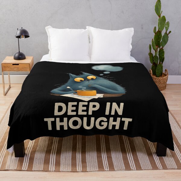 Item preview, Deep In Thought, Thinking Cat With Coffee designed and sold by Bliss Find And Design.