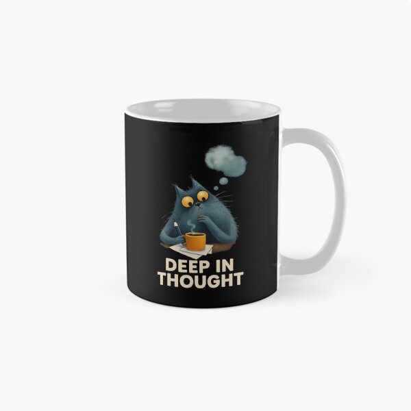Item preview, Deep In Thought, Thinking Cat With Coffee designed and sold by Bliss Find And Design.