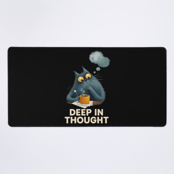Item preview, Deep In Thought, Thinking Cat With Coffee designed and sold by Bliss Find And Design.