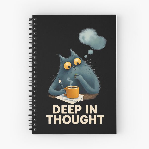 Item preview, Deep In Thought, Thinking Cat With Coffee designed and sold by Bliss Find And Design.