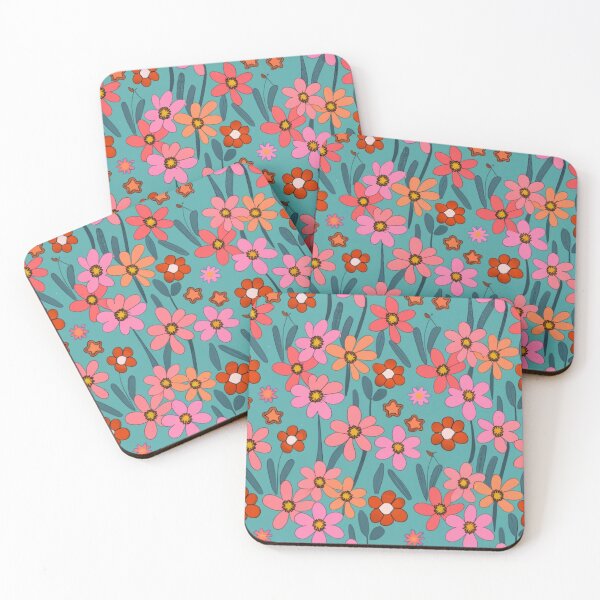Item preview, Seamless pattern of tiny delicate corals and pink flowers in bloom in vibrant colors on white, vector format, painting, conceptual art, vivid, illustration designed and sold by gulka8.