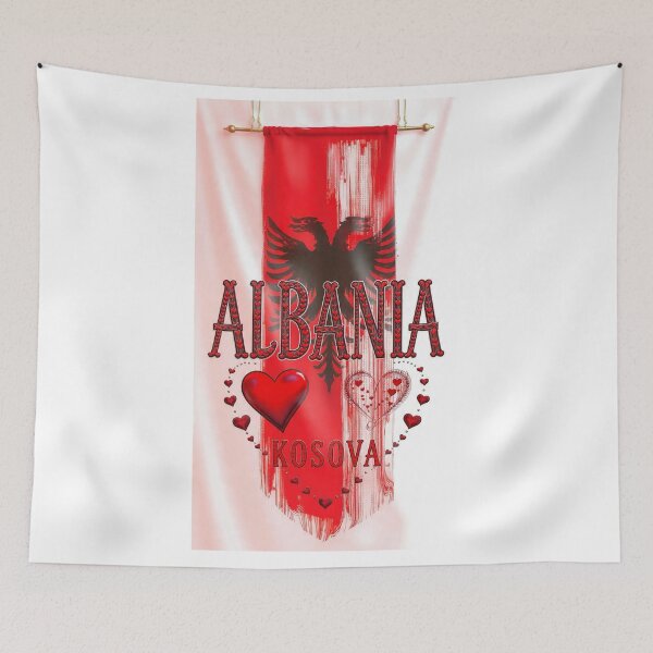 Item preview, Albania Kosova Love – Double-Headed Eagle Heart Design designed and sold by kimkosovo.