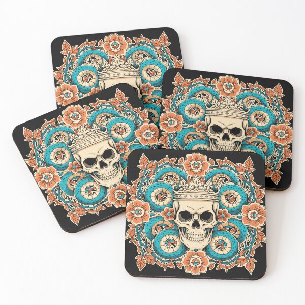 Item preview, Snake Crown Skull Mandala - Traditional Tattoo Art designed and sold by AwesomeBeyondLimits.