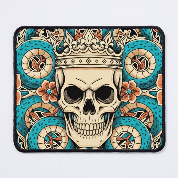 Item preview, Snake Crown Skull Mandala - Traditional Tattoo Art designed and sold by AwesomeBeyondLimits.