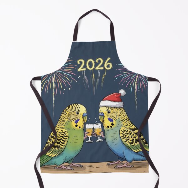 Item preview, Parakeets Toasting Under 2026 Fireworks designed and sold by PetJoyPrintsCO.