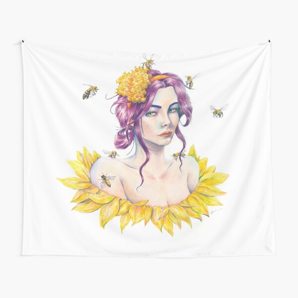 A girl and her bees Tapestry