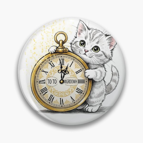 Item preview, Kitten with Midnight Countdown Clock designed and sold by PetJoyPrintsCO.