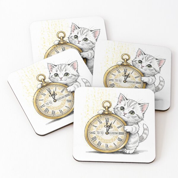 Item preview, Kitten with Midnight Countdown Clock designed and sold by PetJoyPrintsCO.