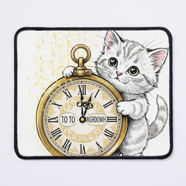 Item preview, Kitten with Midnight Countdown Clock designed and sold by PetJoyPrintsCO.