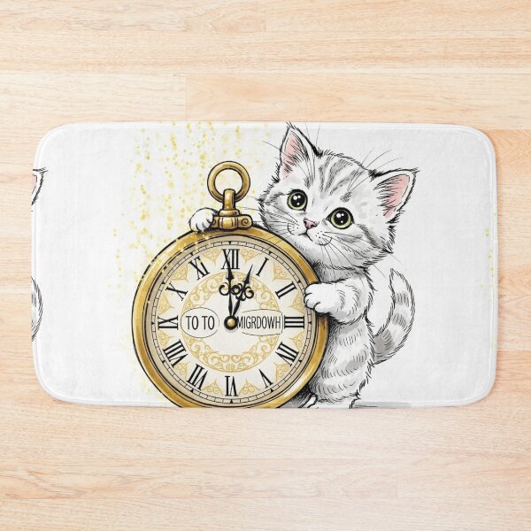 Item preview, Kitten with Midnight Countdown Clock designed and sold by PetJoyPrintsCO.