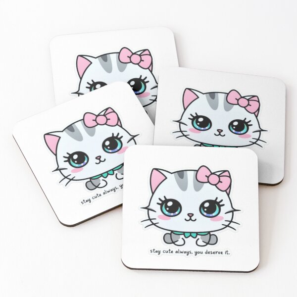 Item preview, “Kawaii Cat Stay Cute Quote Cute Kitten Sticker Design designed and sold by Trueways.